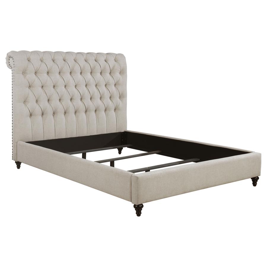 Devon Upholstered Panel Bed Beige