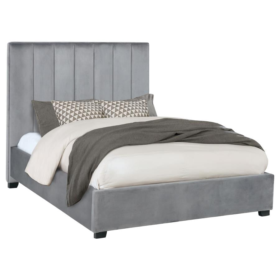Arles Upholstered Panel Bed Grey