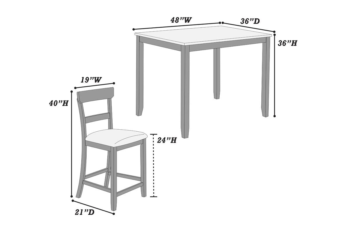 Counter Height 5-Pcs Dining Set - Table + 4 Chairs
