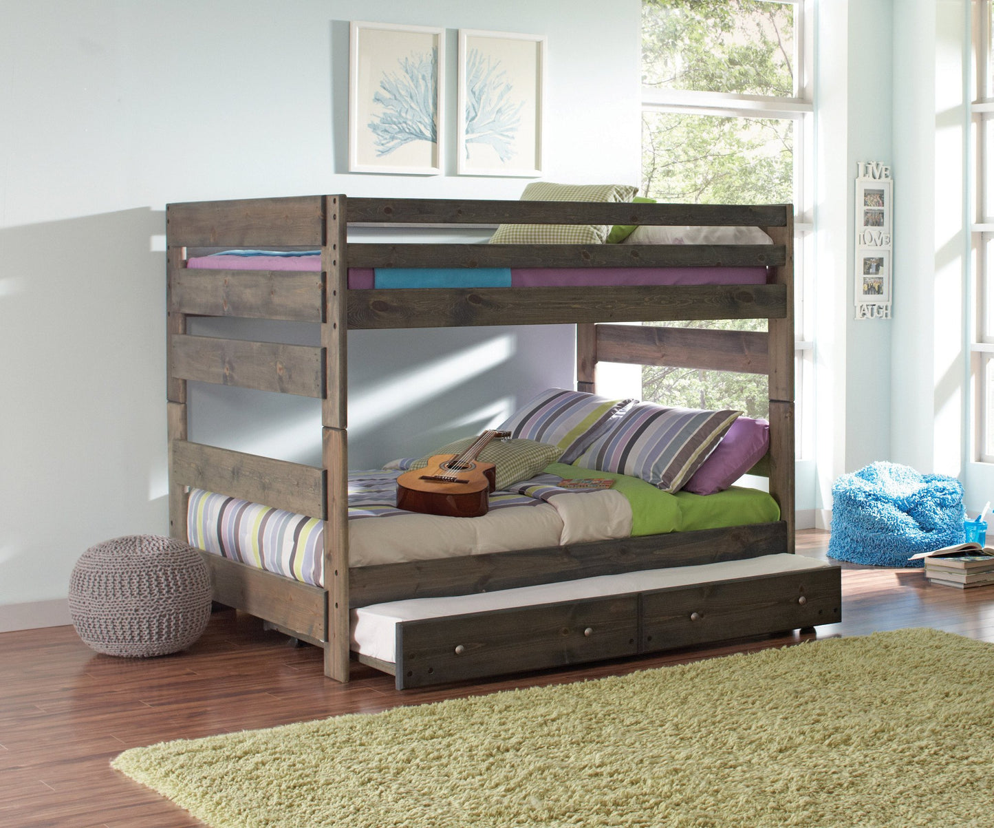 Wrangle Hill Gun Smoke Full/Full Bunk Bed with Trundle