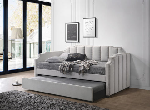 Peridot modern Daybed WITH Trundle - Dove Grey Velvet