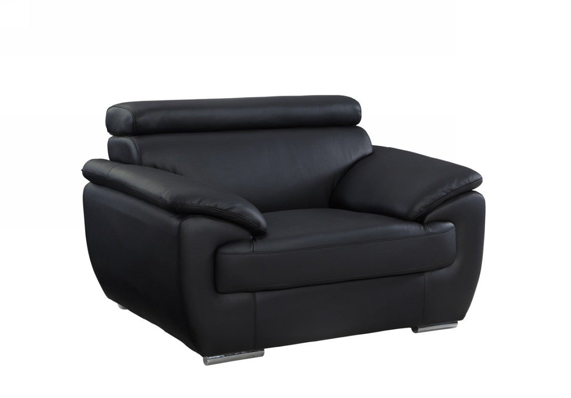 Contemporary Premium Leather Match Sofa - Black