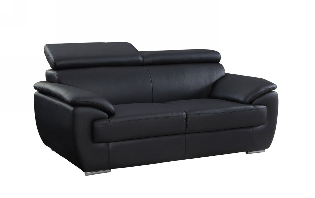 Contemporary Premium Leather Match Sofa - Black