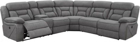 Faux Suede 4 Pc Power Reclining Sectional - Grey