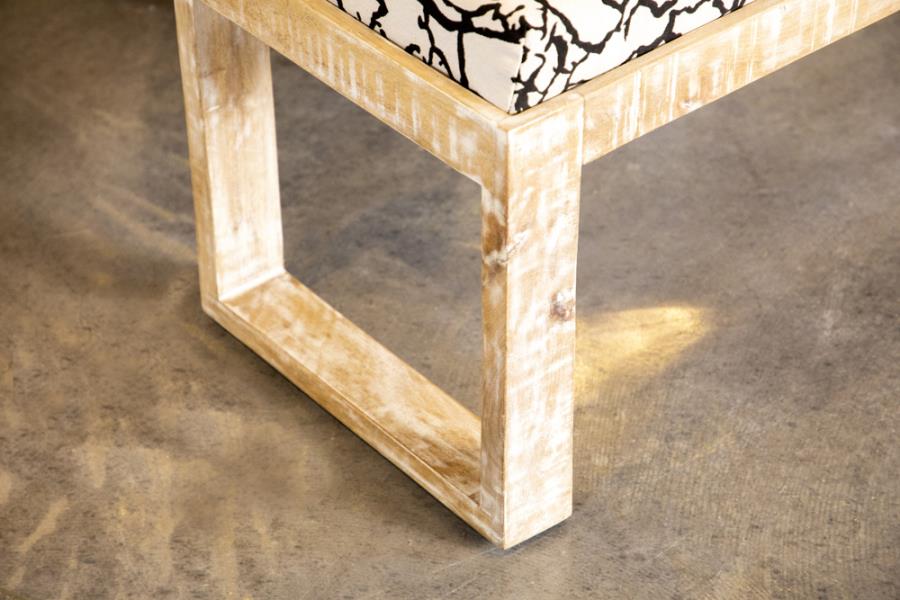 Boho White Accent Bench