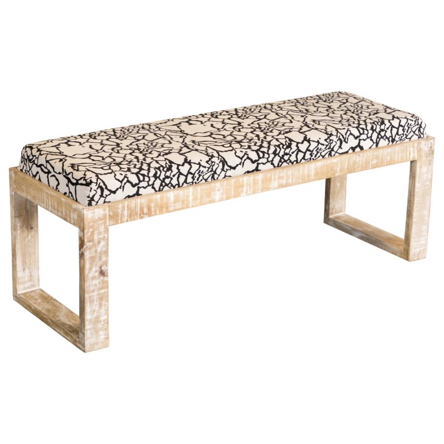 Boho White Accent Bench