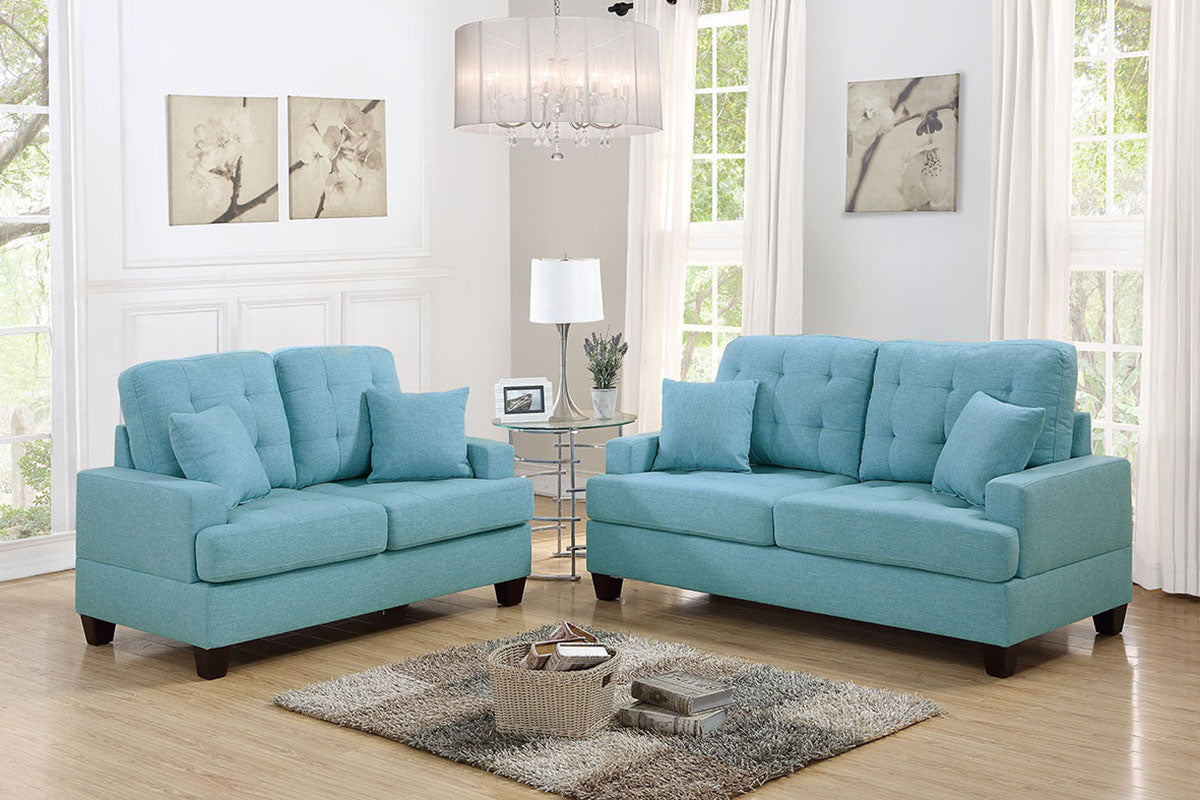 Blue Tufted Piece Sofa Set – Astar Furniture - Main Image