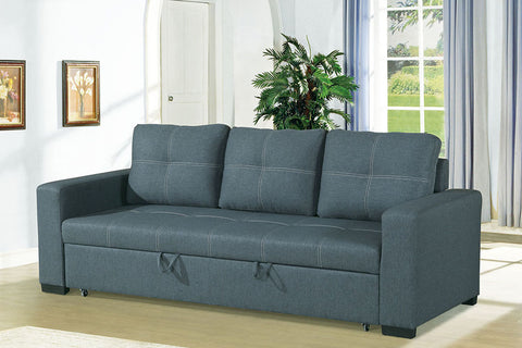Blue-Grey Sofa Bed with Square Shaped Stitching