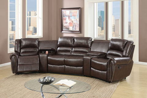 Motion Home Theater Sectional in Brown Bonded Leather