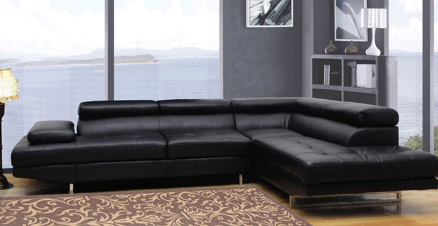 sectional With Adjustable Headrests, in Black