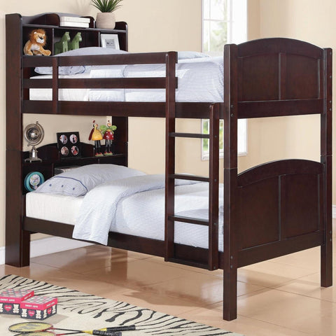 Parker Twin/Twin Bookcase Bunk Bed with Built-In Ladder