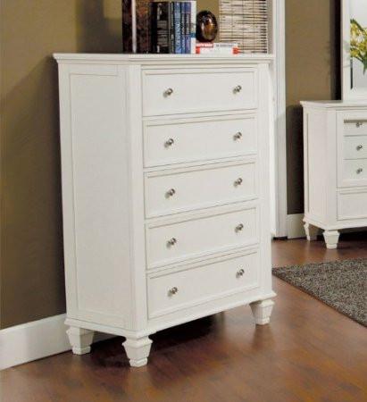 Sandy Beach White 5 Drawers Chest