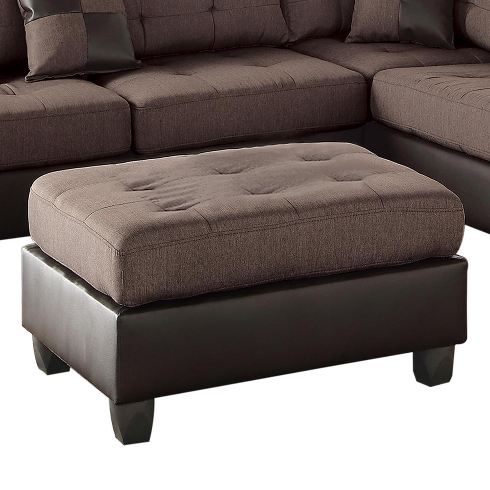 Truffle 3-Piece Sectional Sofa in Chocolate with Ottoman