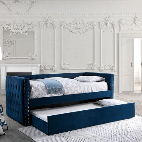 Susanna Tufted Daybed With Trundle, Navy blue