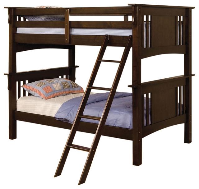 Dark Walnut Finish Twin/Twin Bunk Bed
