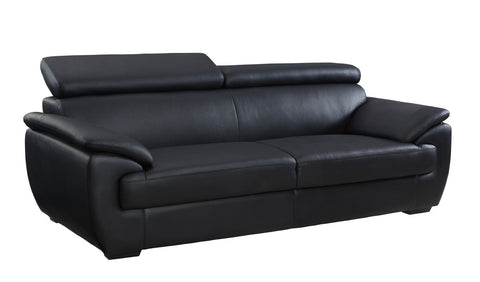 Contemporary Premium Leather Match Sofa - Black
