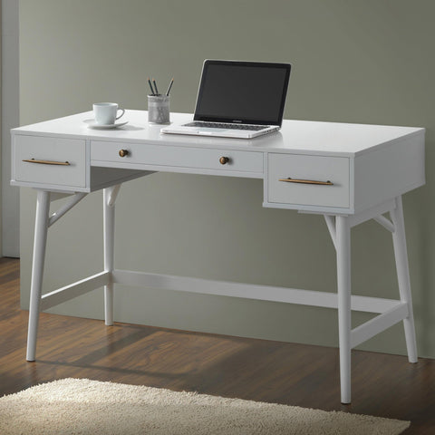 Writing Desk with 3 Drawers, In White Finish