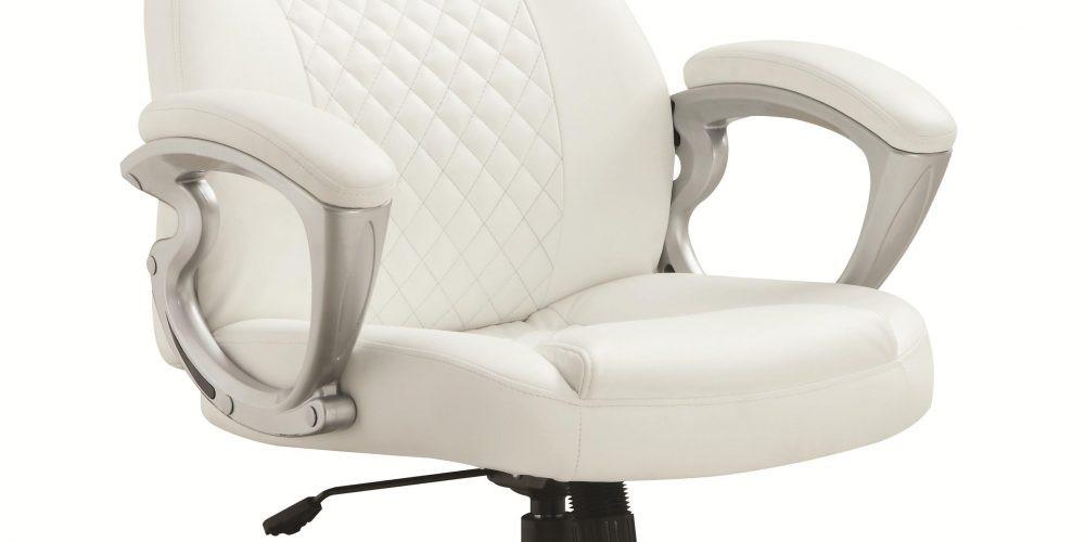White Leatherette Contemporary Office Chair