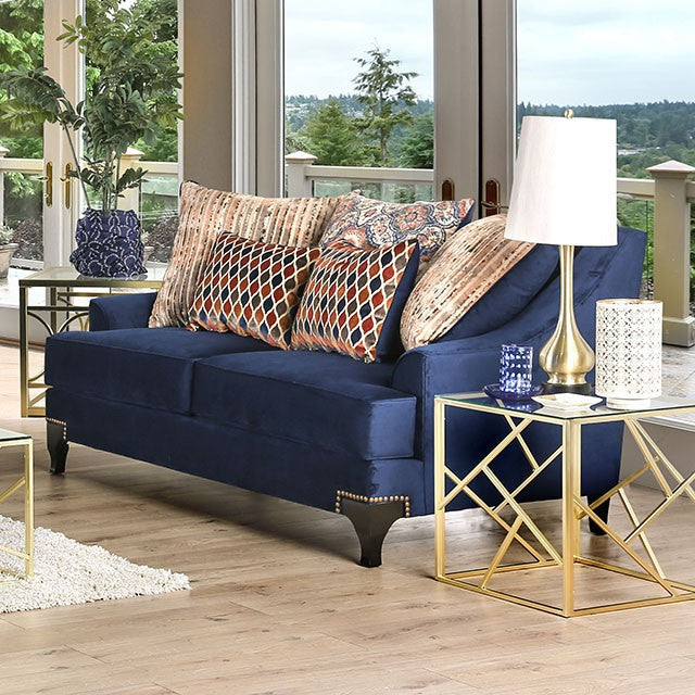 Sisseton Contemporary Fabric Sofa- Navy