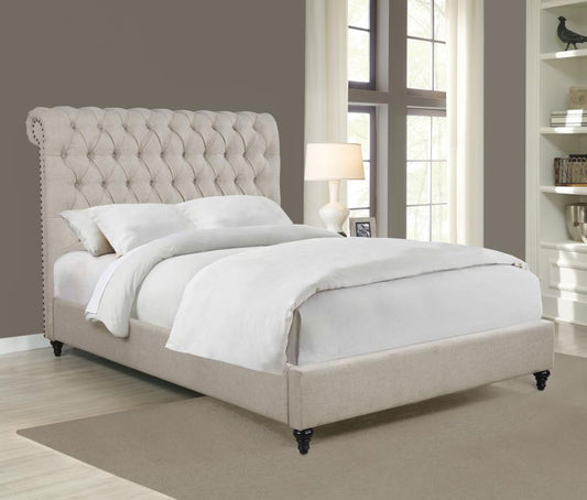 Devon Upholstered Panel Bed Beige