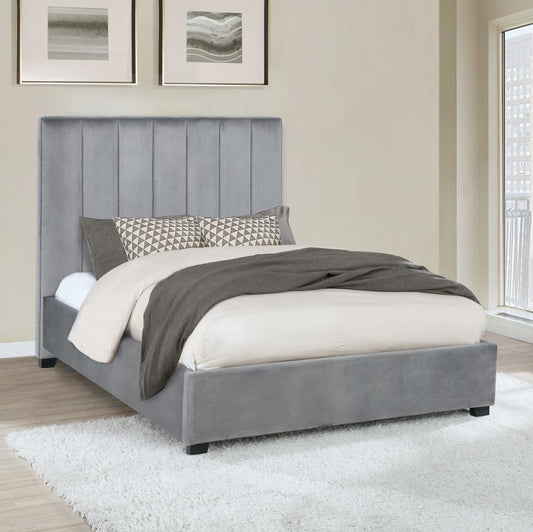 Arles Upholstered Panel Bed Grey