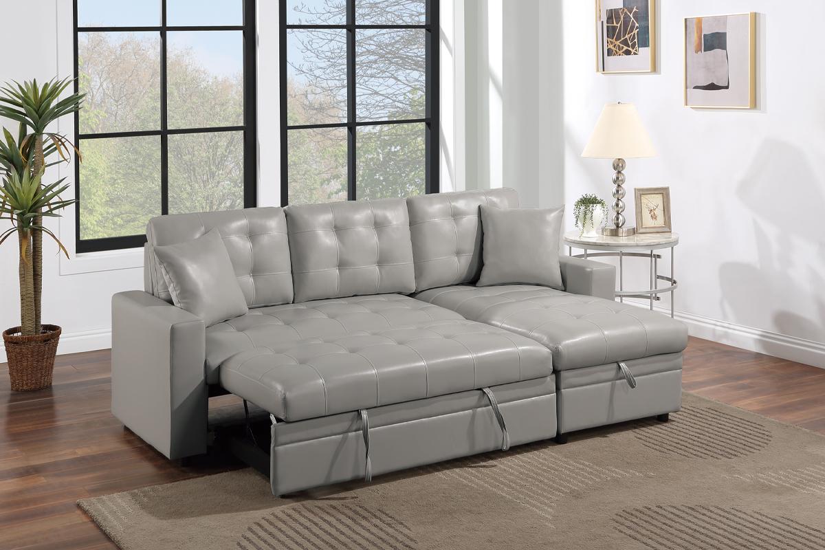 2-PCS Futon Sectional Set - Light Gray