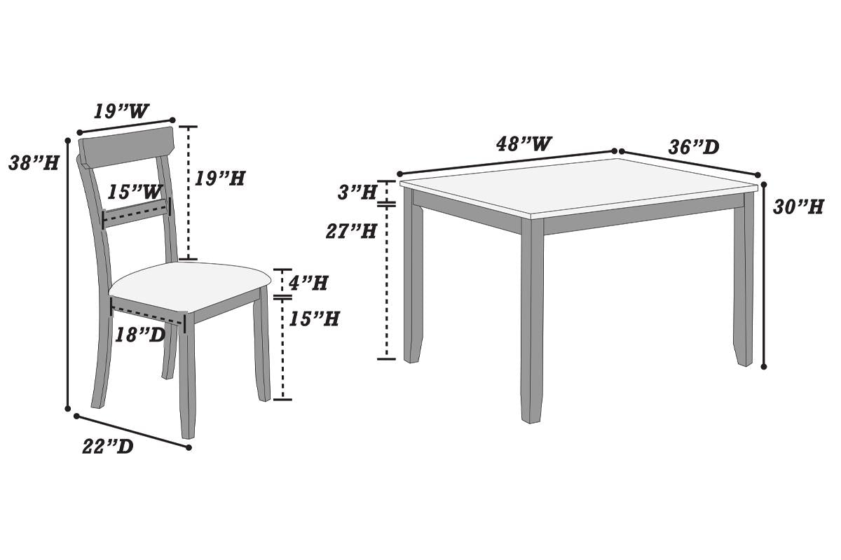 5-Pcs Dining Set -  Table + 4 Chairs