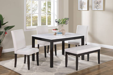 5-Pcs Dining Set - Table + 3 Chairs + Bench