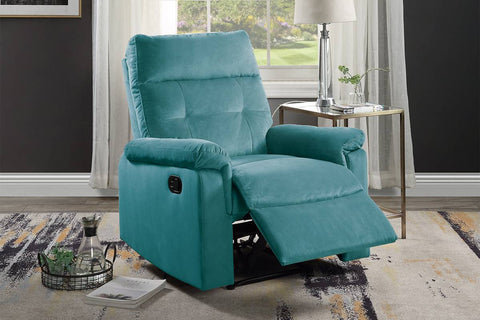 Recliner Chair - Teal Blue Velvet