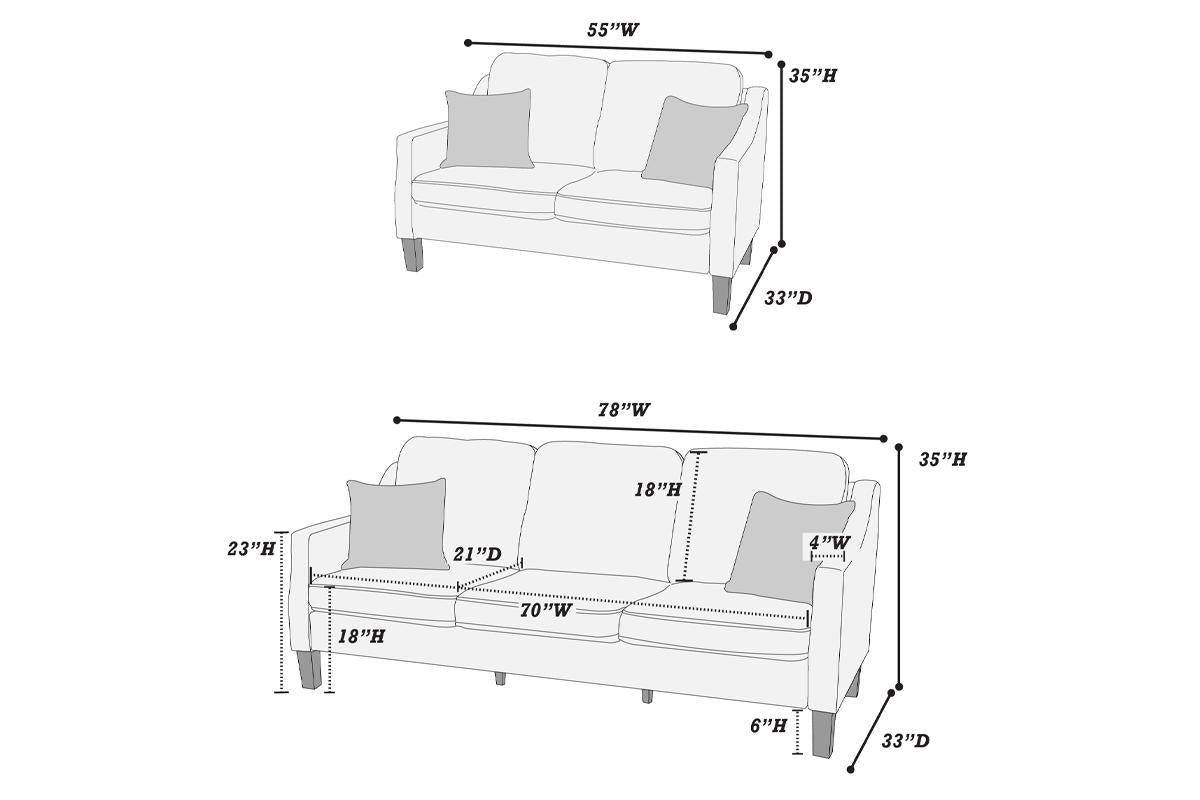 Sofa & Loveseat-Gray