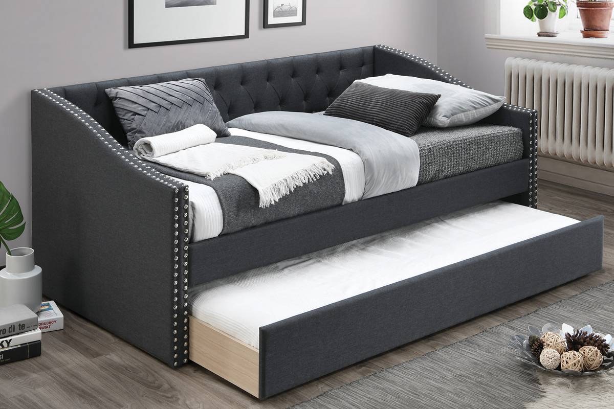 Day Bed - Charcoal Burlap