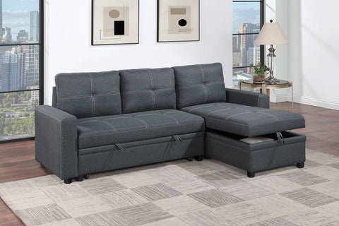 Reversible Convertible Sectional W/Storage - Charcoal