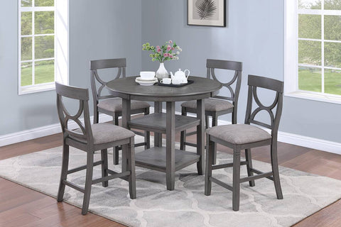 5-Pcs Counter Height Dining Set - Gray wood Color
