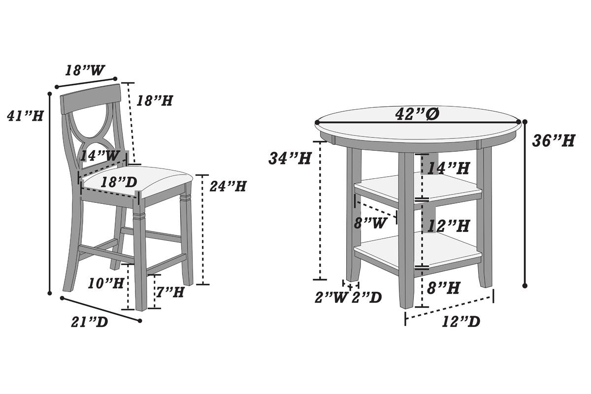 5-Pcs Counter Height Dining Set - Gray wood Color