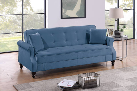 Adjustable Futon Sofa W/ Storage - Blue