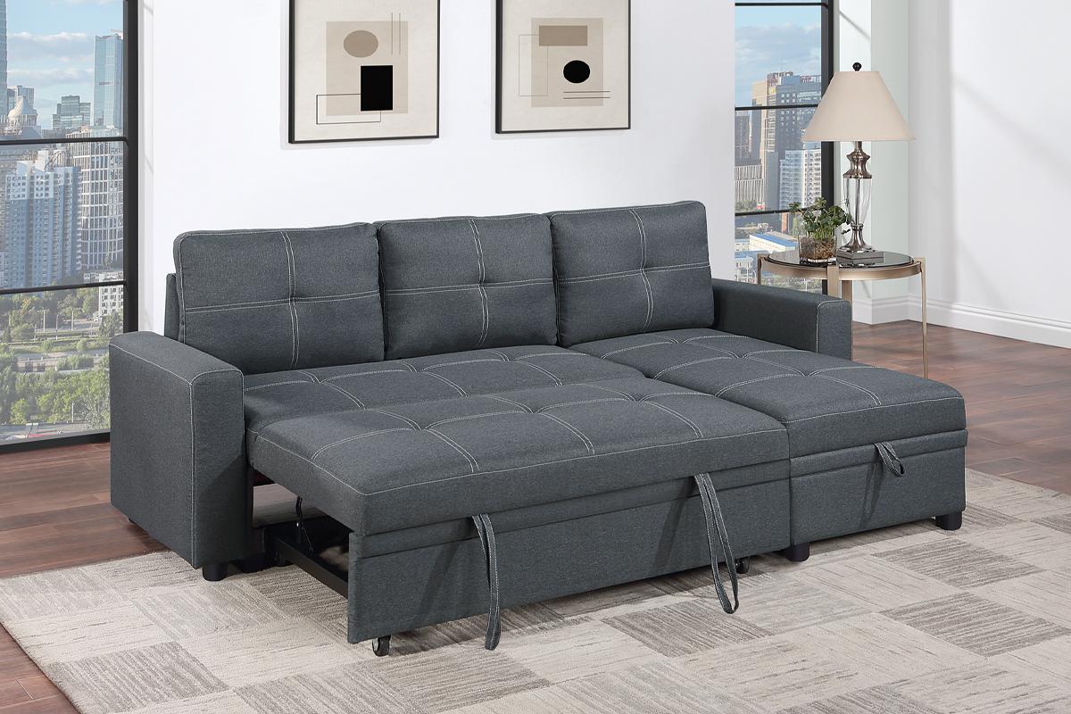 Reversible Convertible Sectional W/Storage - Charcoal