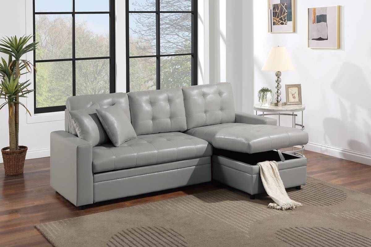 2-PCS Futon Sectional Set - Light Gray