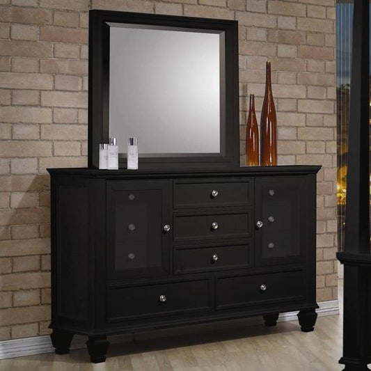 Sandy Beach Black Dresser and Mirror