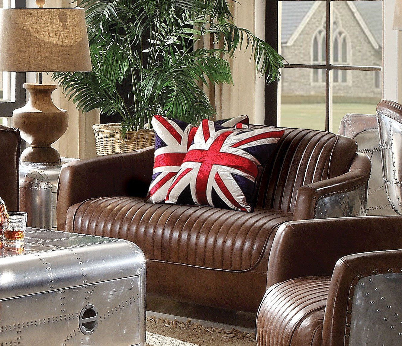 Retro Brown Top Grain leather Sofa