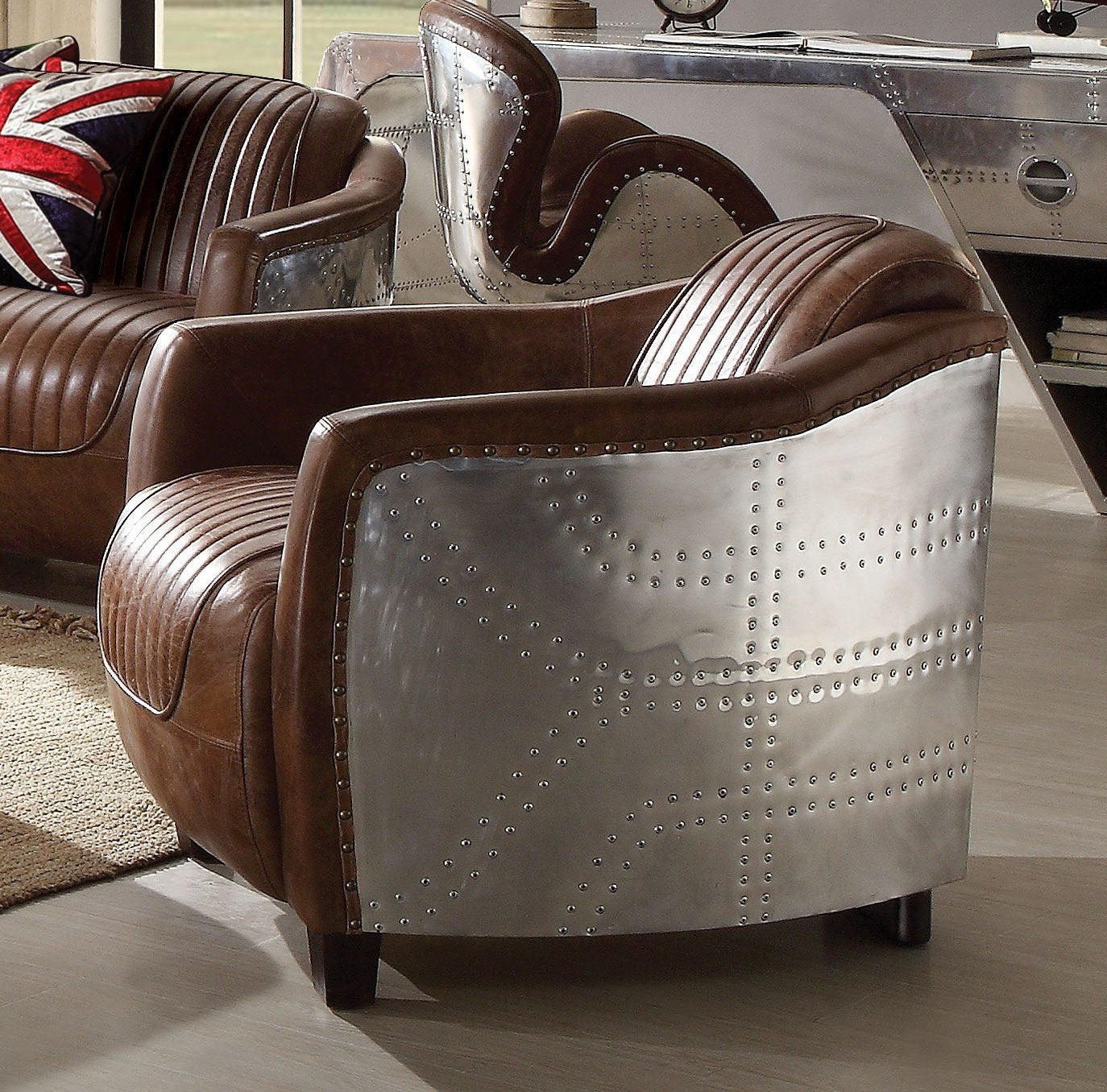 Retro Brown Top Grain leather Sofa