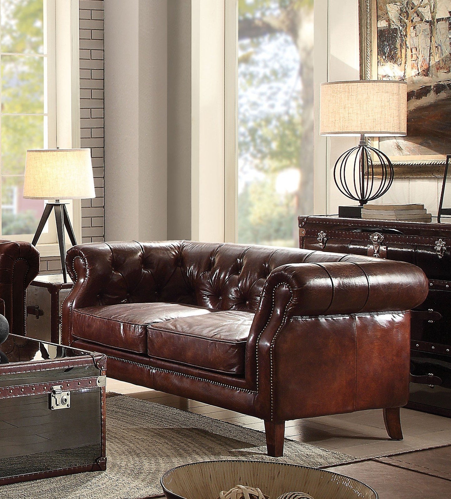 Vintage Brown Top Grain leather Sofa