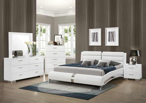 Modern White Leatherette 4 PC Bedroom Set