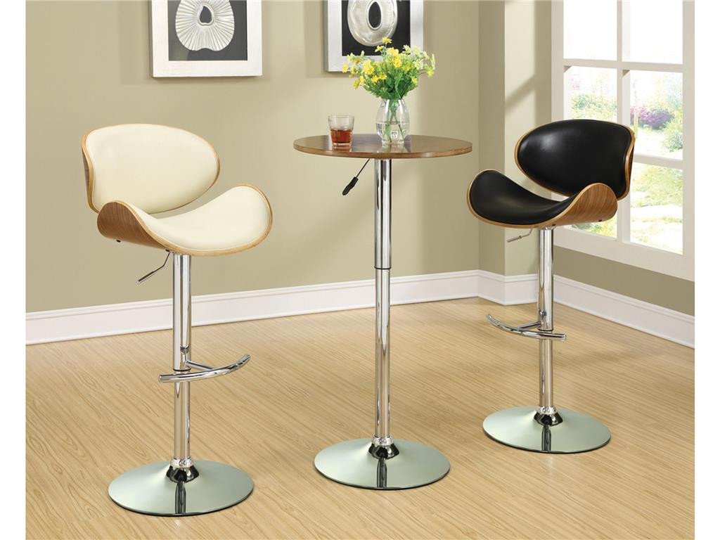 Walnut and Ecru Adjustable Swivel Bar Stool