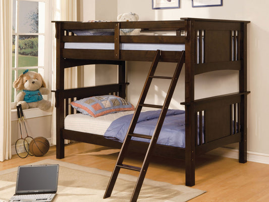 Dark Walnut Finish Twin/Twin Bunk Bed