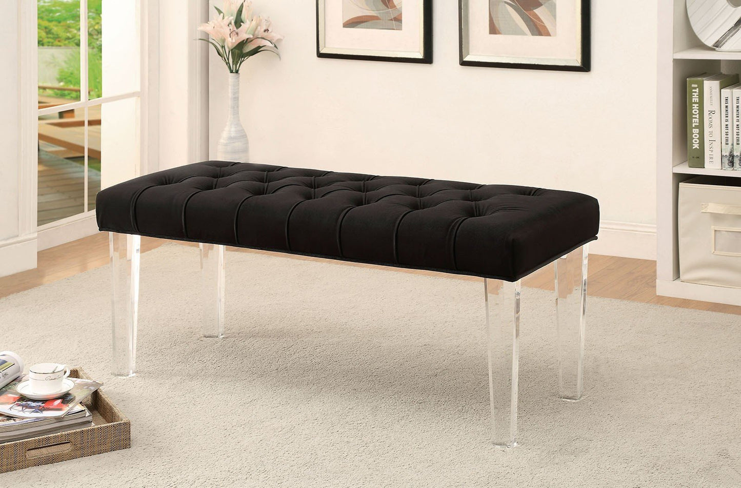 Mahony Upholstered Bench With Acrylic Legs