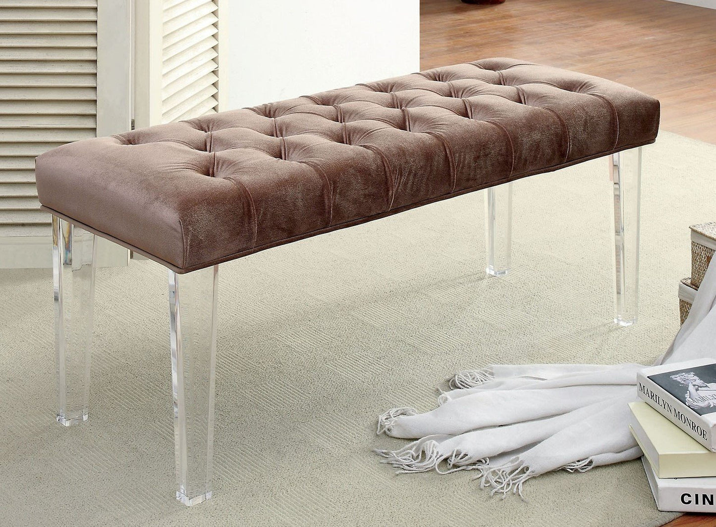 Mahony Upholstered Bench With Acrylic Legs