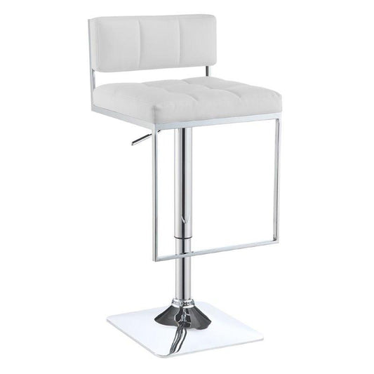 Low Back White Leatherette Adjustable Swivel Bar Stool