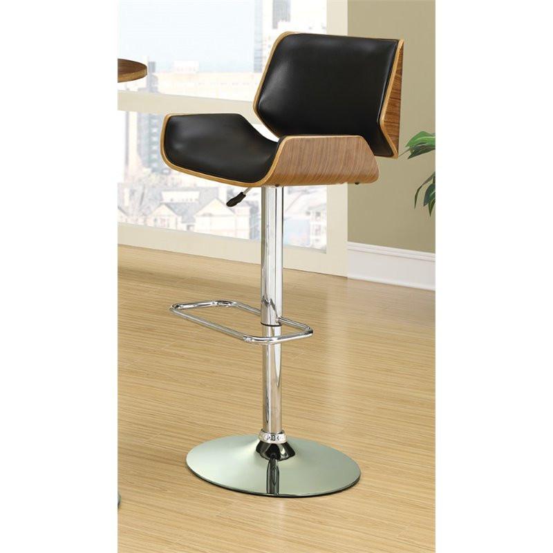 Ador Walnut and Black Adjustable Swivel Bar Stool