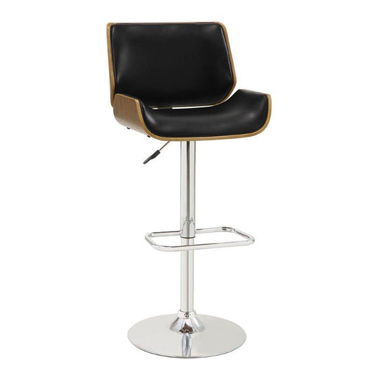 Ador Walnut and Black Adjustable Swivel Bar Stool