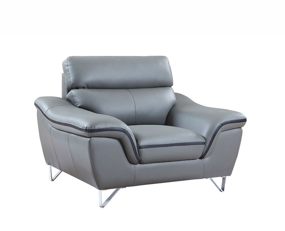 Contemporary Premium Leather Match Sofa - Gray